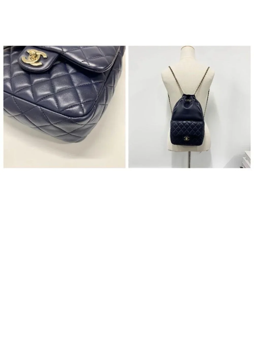 Chanel Lambskin Quilted CC Logo Turnlock Chain Backpack